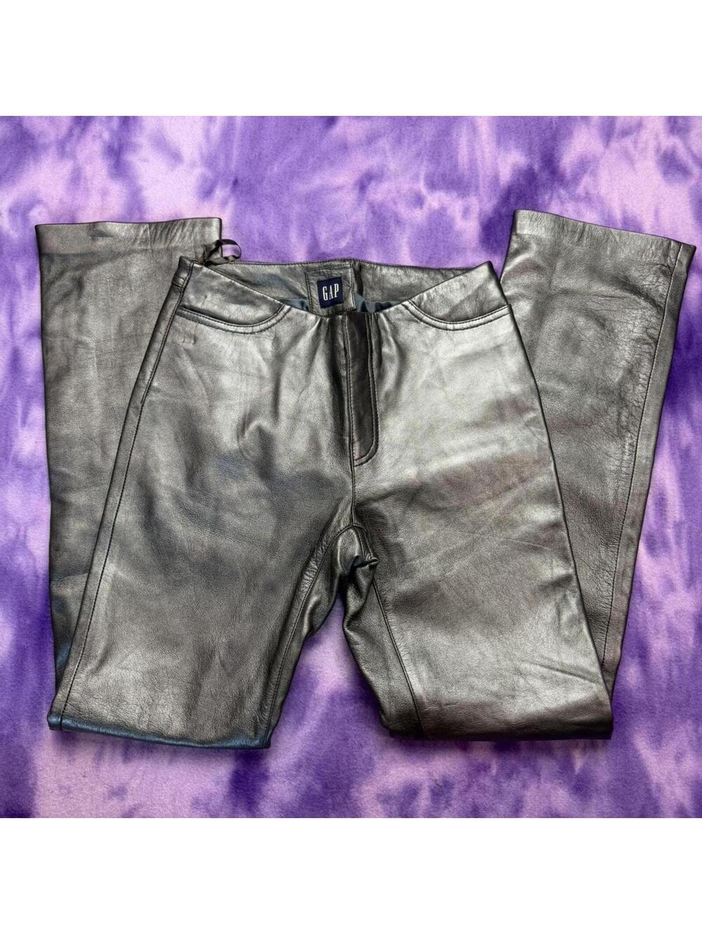 GAP Vintage y2k blue grey metallic genuine leather pants